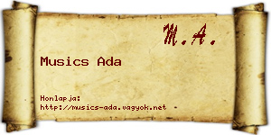 Musics Ada névjegykártya